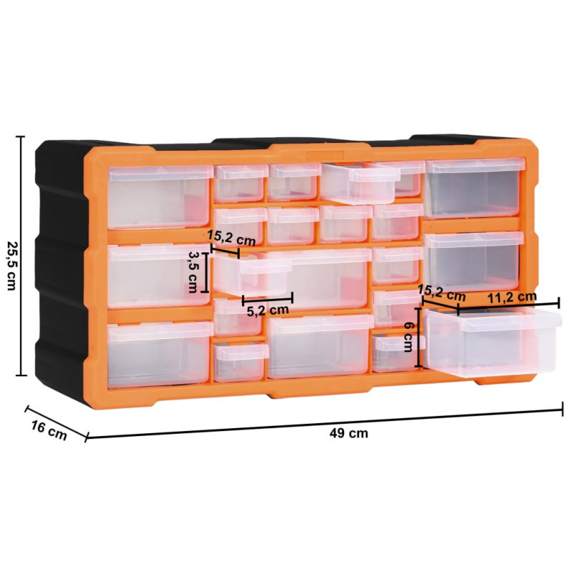 Organizer z 22 szufladkami, 49x16x25,5 cm