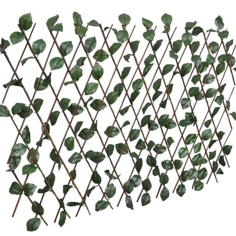 Płot kratka, wierzba ze sztucznymi listkami, 5 szt., 180x30 cm