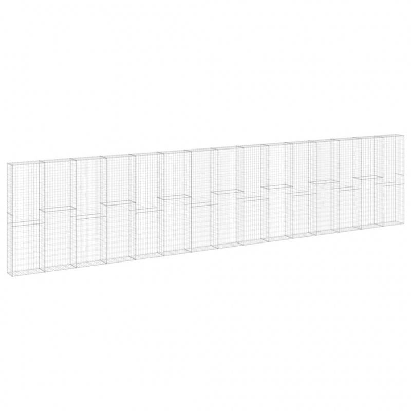 Murek gabionowy z pokrywami, galwanizowana stal, 900x30x200 cm