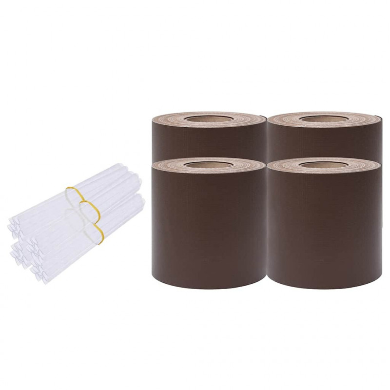 Osłony na ogrodzenie, 4 szt., PVC, 35x0,19 m, brązowe