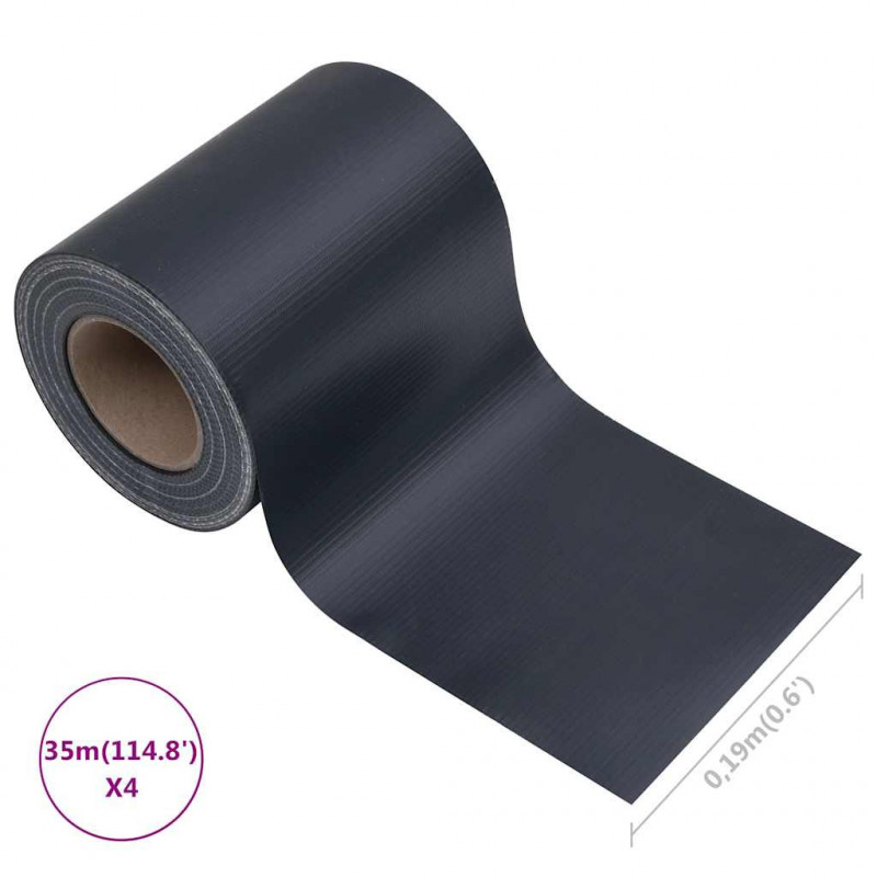 Osłony na ogrodzenie, 4 szt., PVC, 35x0,19 m, ciemnoszare, mat
