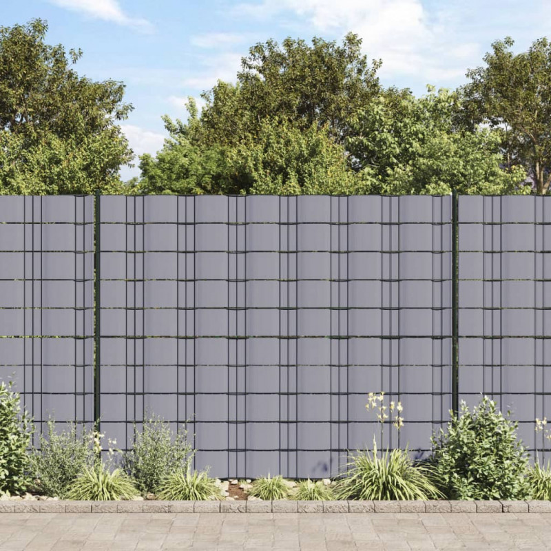 Osłony na ogrodzenie, 4 szt., PVC, 35x0,19 m, jasnoszare, mat
