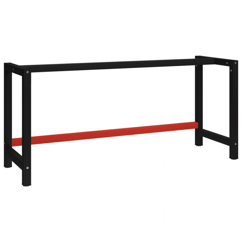 Metalowa rama pod blat roboczy, 175x57x79 cm, czarno-czerwona