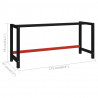 Metalowa rama pod blat roboczy, 175x57x79 cm, czarno-czerwona