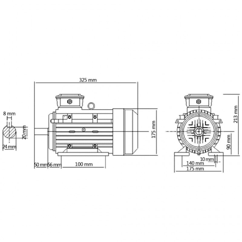 Silnik elektr. 3-fazowy aluminium 1,5kW/2HP, 2 P, 2840 obr./min