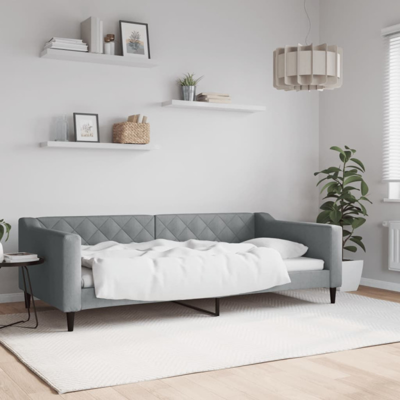 Sofa z funkcją spania, jasnoszara, 100x200 cm, obita tkaniną