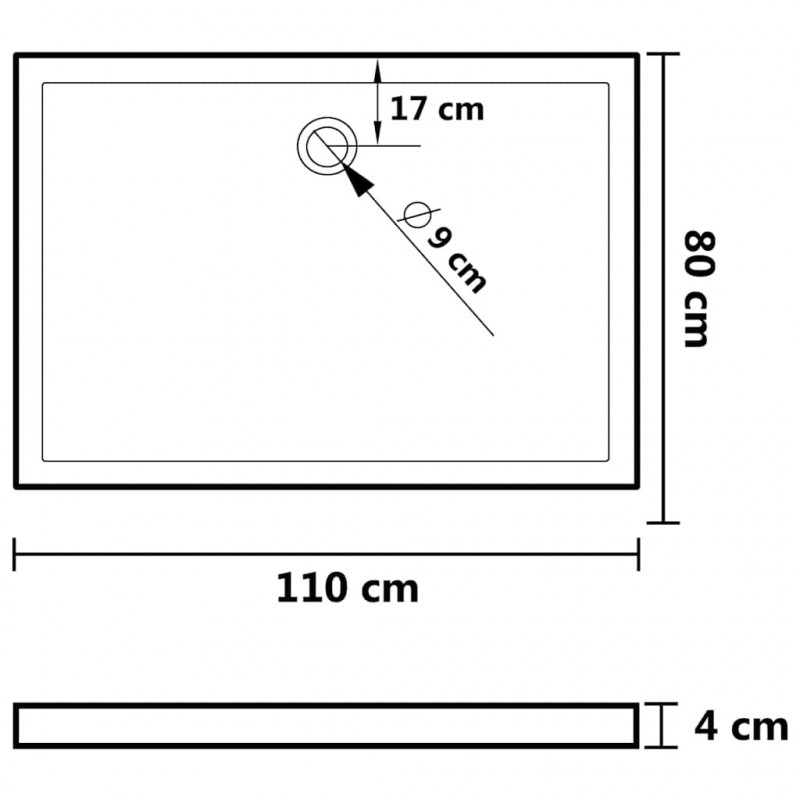 Brodzik prysznicowy, prostokątny, ABS, biały, 80x110 cm