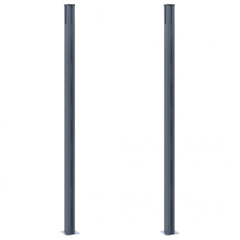 Słupki ogrodzeniowe, 2 szt., ciemnoszare, 185 cm, aluminium