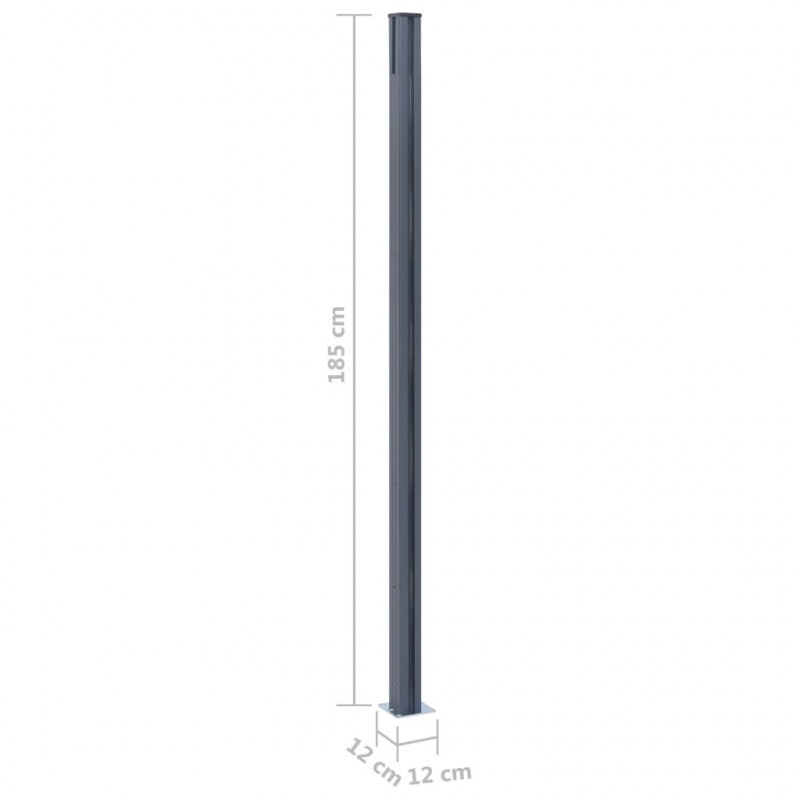 Słupki ogrodzeniowe, 3 szt., ciemnoszare, 185 cm, aluminium