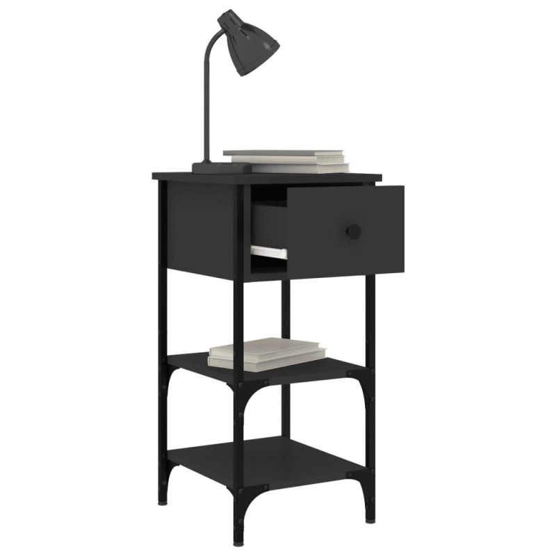 Szafka nocna, czarna, 34x36x70 cm, materiał drewnopochodny