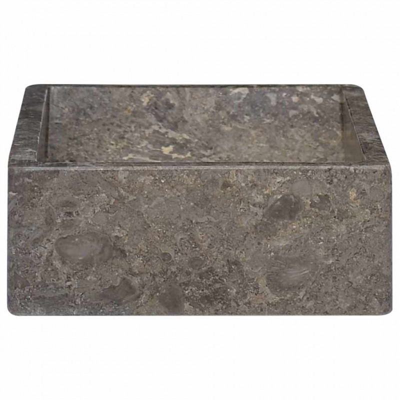 Umywalka, 45x30x12 cm, marmurowa, szara na wysoki połysk