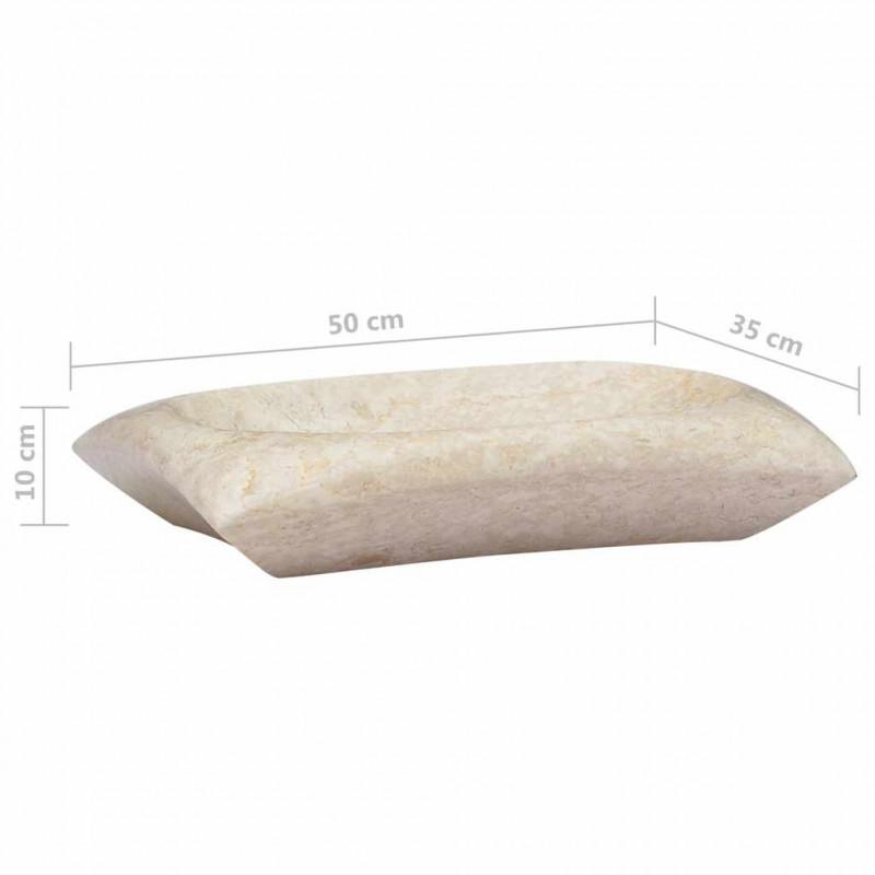 Umywalka, kremowa, 50x35x10 cm, marmurowa
