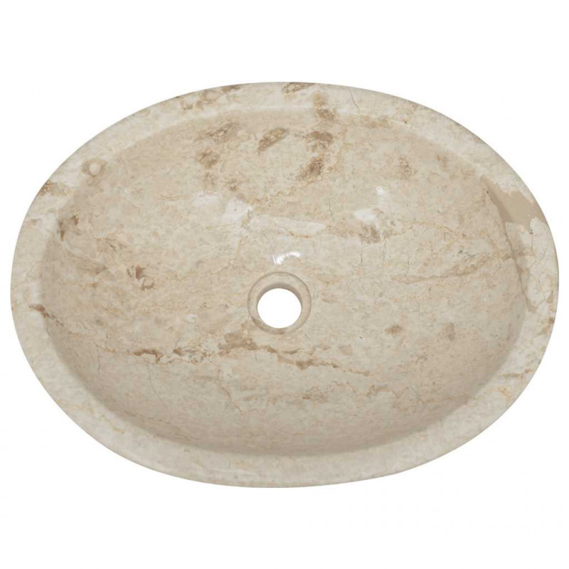 Umywalka, kremowa, 53x40x15 cm, marmurowa
