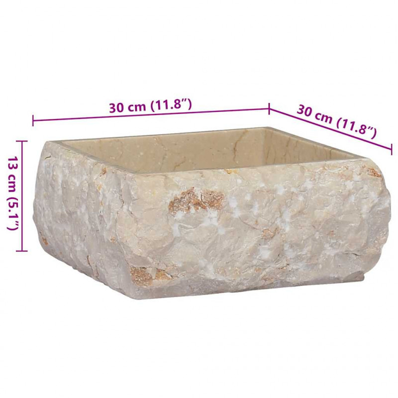 Umywalka, kremowa, 30 x 30 x 13 cm, marmurowa