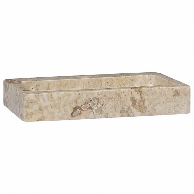 Umywalka do montażu na ścianie, kremowa, 38x24x6,5 cm, marmur