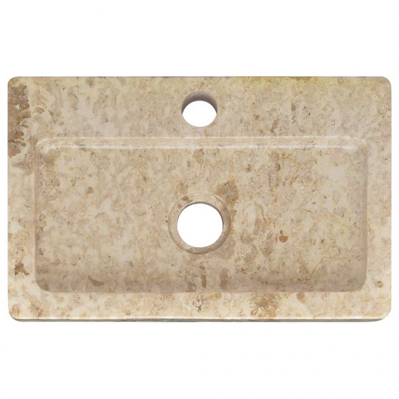 Umywalka do montażu na ścianie, kremowa, 38x24x6,5 cm, marmur