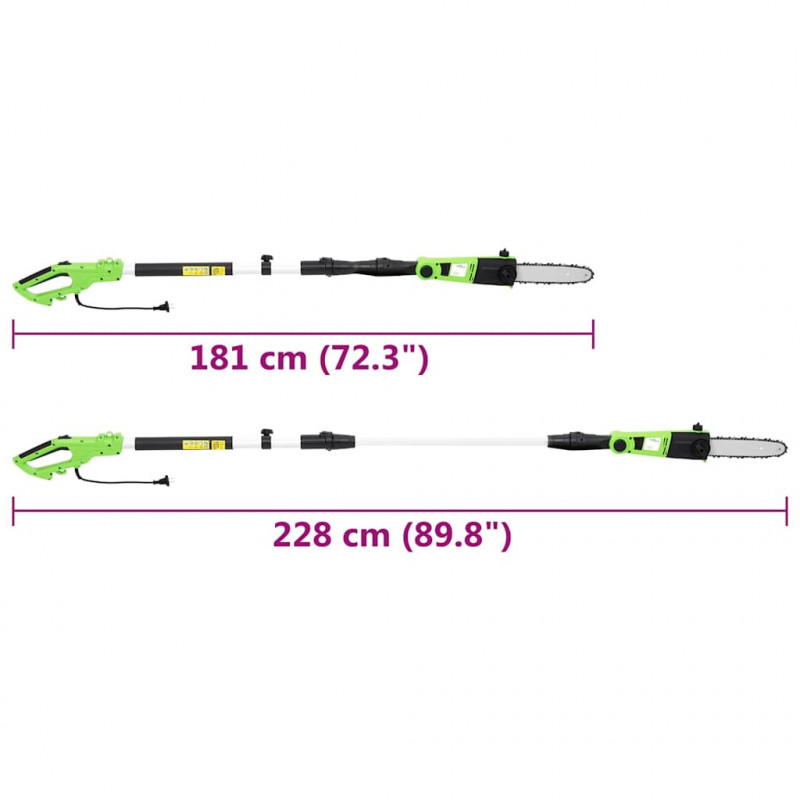 Elektryczna piła łańcuchowa, teleskopowy drążek, 25 cm, 710 W