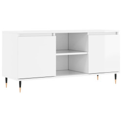 Szafka pod TV, biała, wysoki połysk, 104x35x50 cm