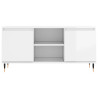 Szafka pod TV, biała, wysoki połysk, 104x35x50 cm