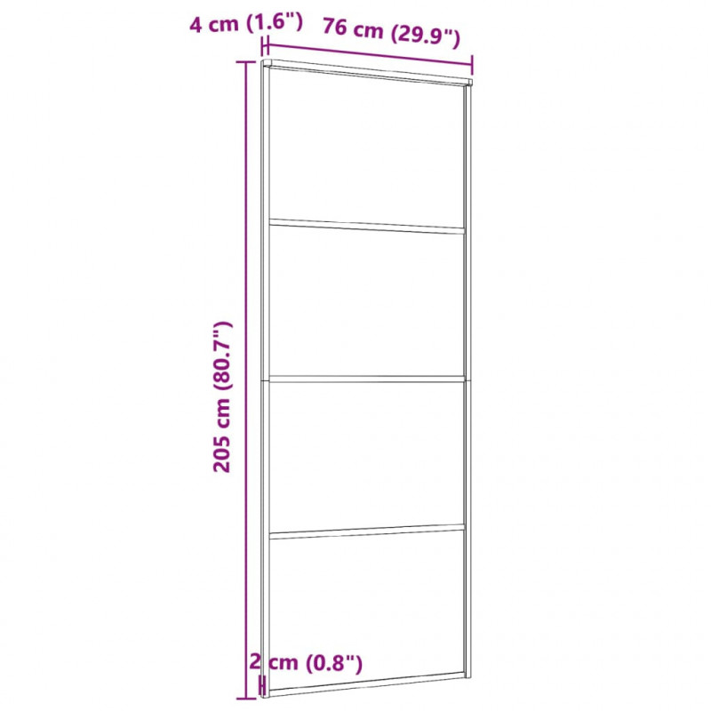 Drzwi przesuwne, aluminium i szkło ESG, 76x205 cm, czarne