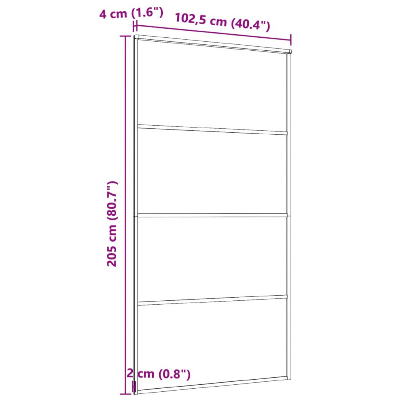 Drzwi przesuwne, aluminium i szkło ESG, 102,5x205 cm, czarne