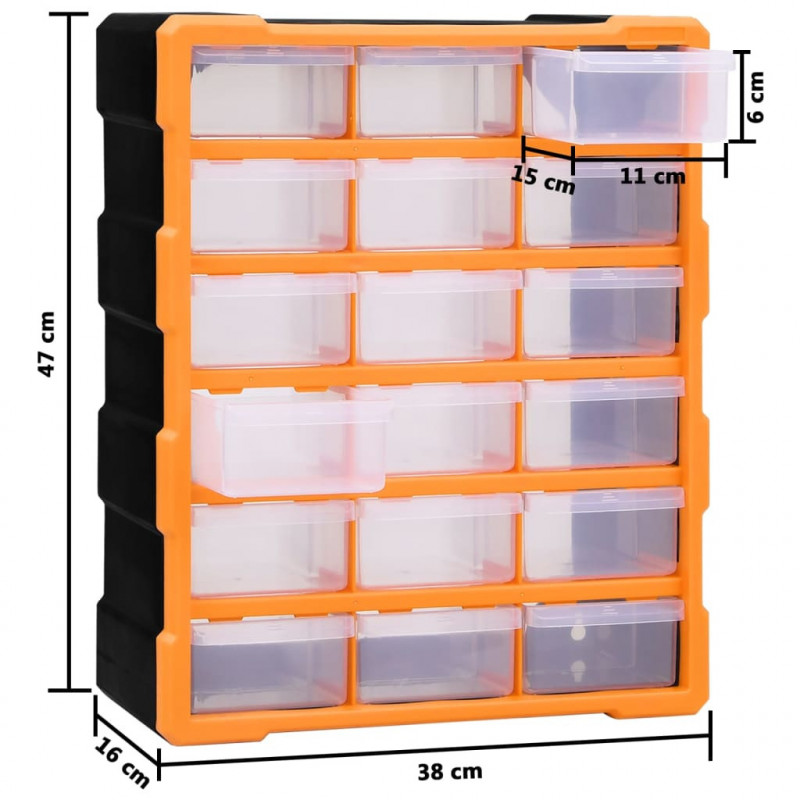 Organizer z 18 średnimi szufladkami, 38x16x47 cm