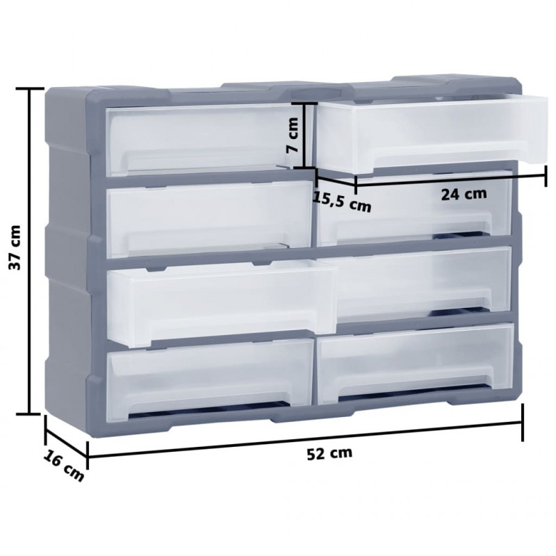 Organizer z 8 dużymi szufladkami, 52x16x37 cm