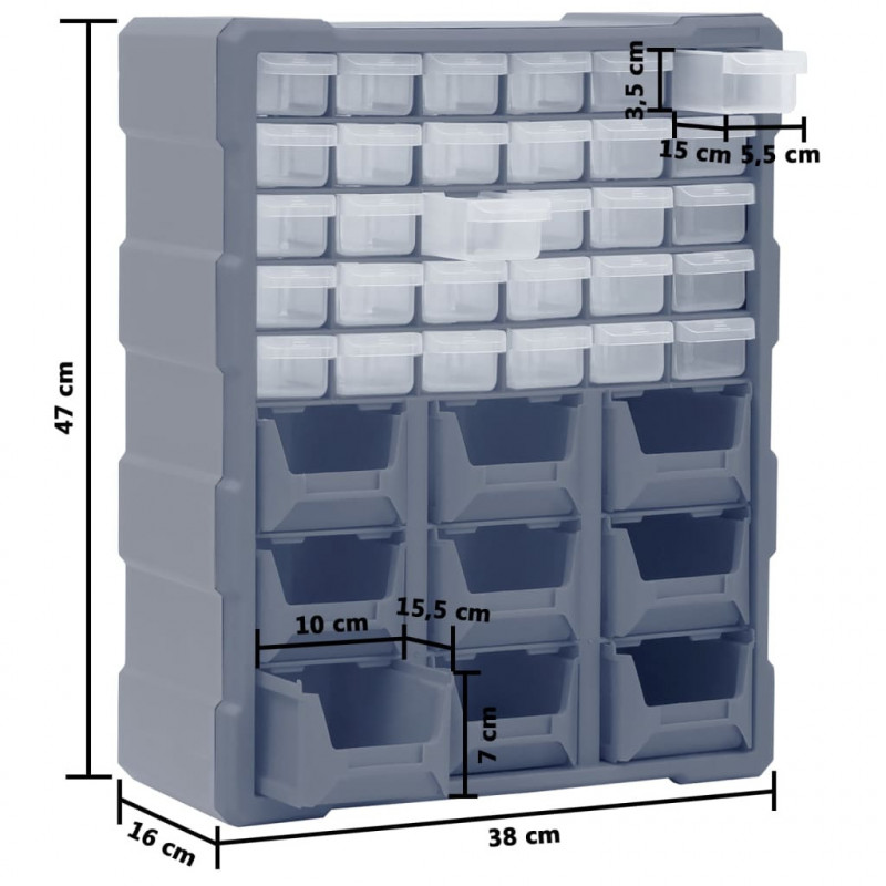 Organizer z 39 szufladkami, 38x16x47 cm