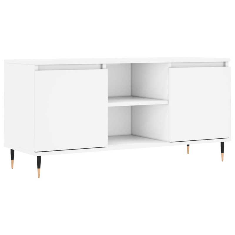 Szafka pod TV, biała, 104x35x50 cm, materiał drewnopochodny
