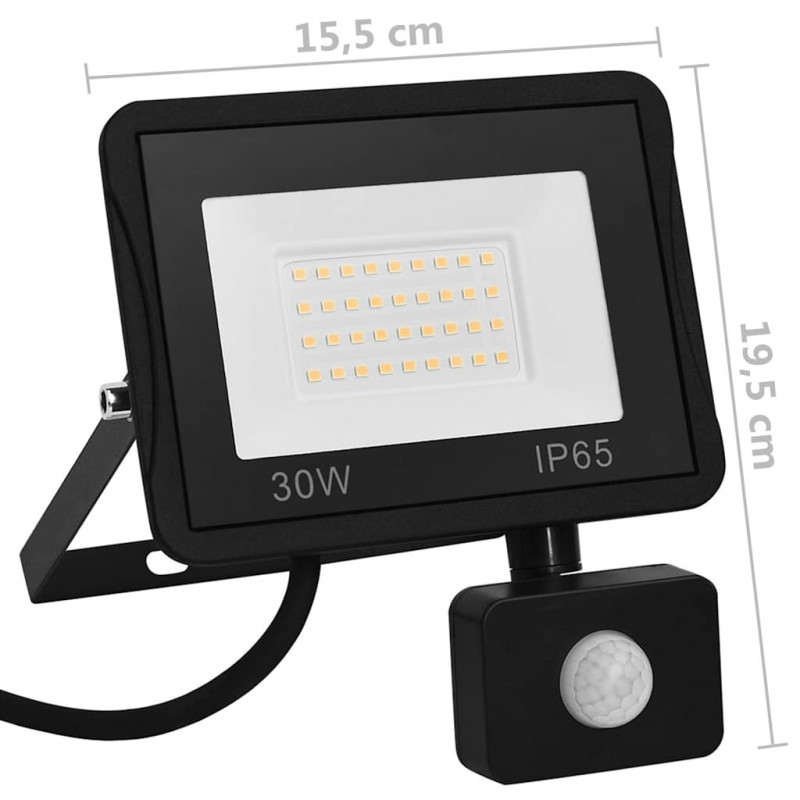 Reflektor LED z czujnikiem, 30 W, ciepłe białe światło