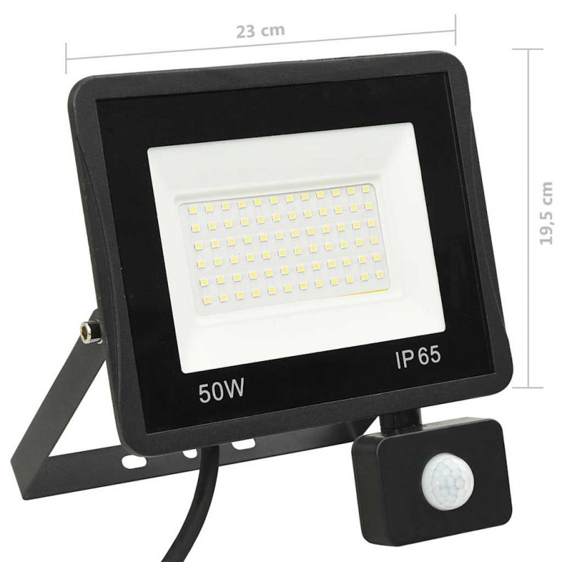 Reflektor LED z czujnikiem, 50 W, ciepłe białe światło