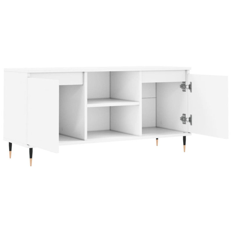 Szafka pod TV, biała, 104x35x50 cm, materiał drewnopochodny