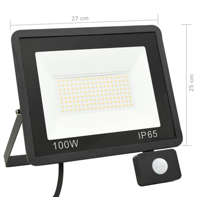 Reflektor LED z czujnikiem, 100 W, ciepłe białe światło