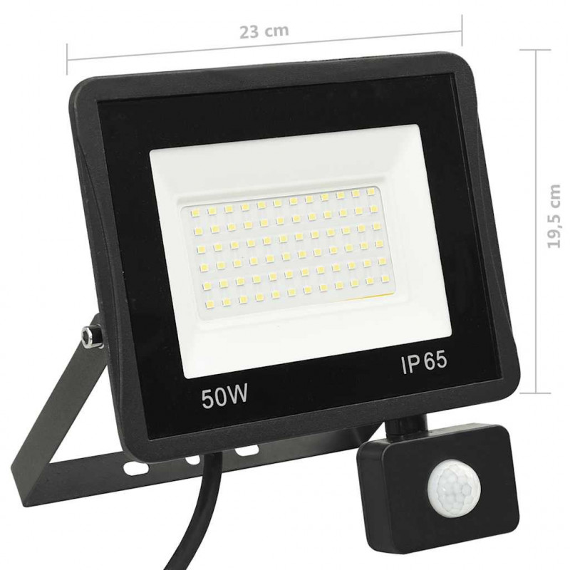 Reflektor LED z czujnikiem, 50 W, zimne białe światło