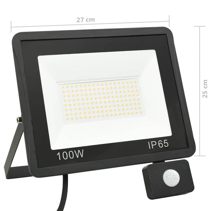 Reflektor LED z czujnikiem, 100 W, zimne białe światło
