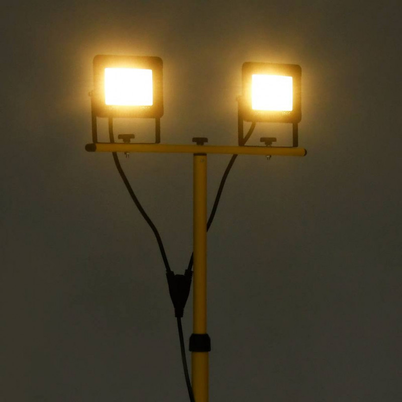 Reflektor LED ze stojakiem, 2x50 W, ciepłe białe światło