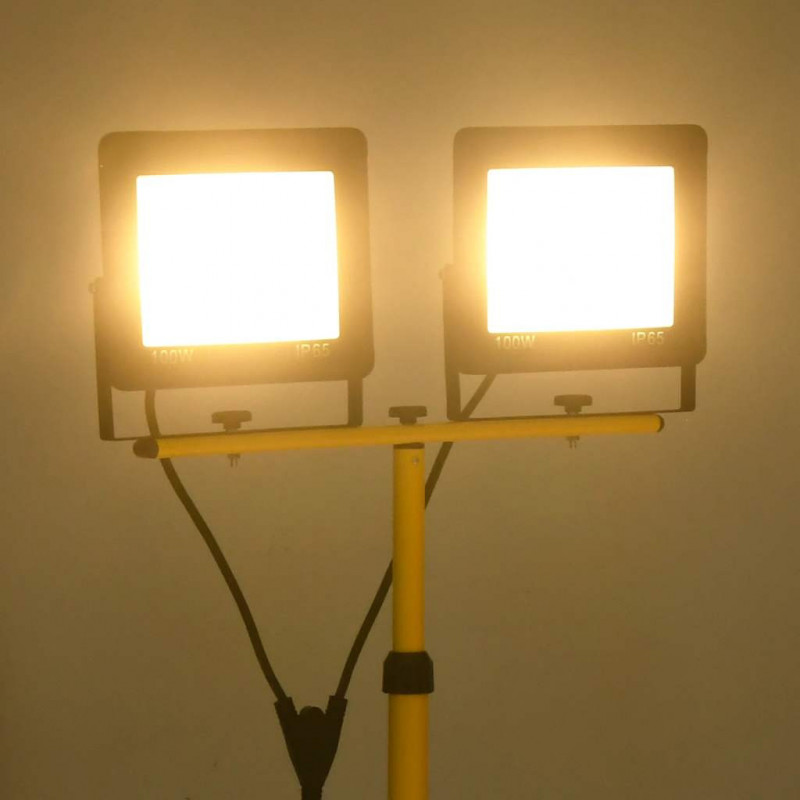 Reflektor LED ze stojakiem, 2x100 W, ciepłe białe światło