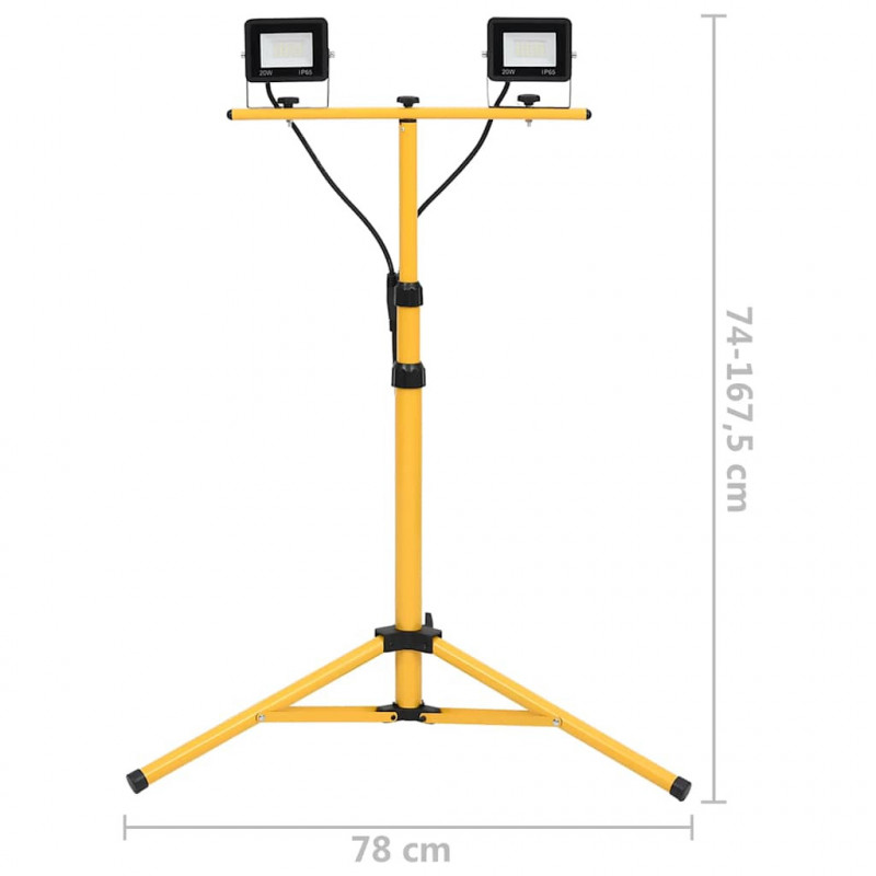 Reflektor LED ze stojakiem, 2x20 W, zimne białe światło
