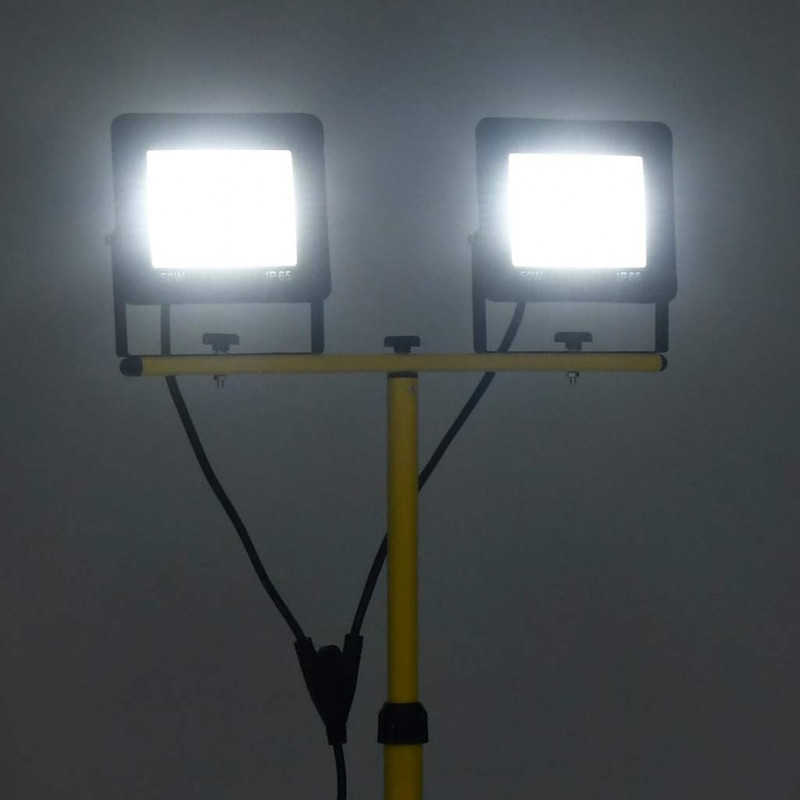 Reflektor LED ze stojakiem, 2x50 W, zimne białe światło