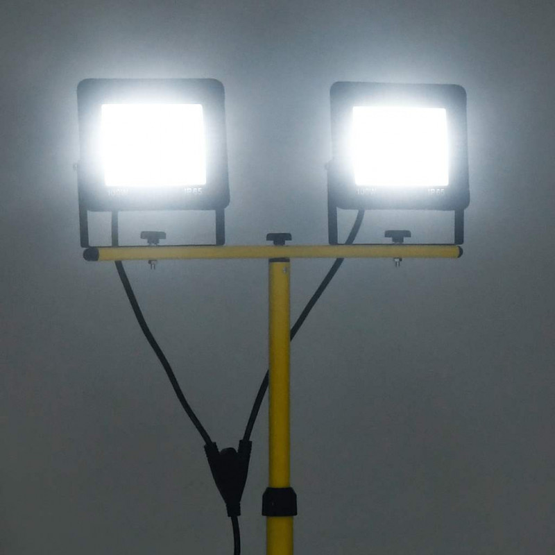 Reflektor LED ze stojakiem, 2x100 W, zimne białe światło