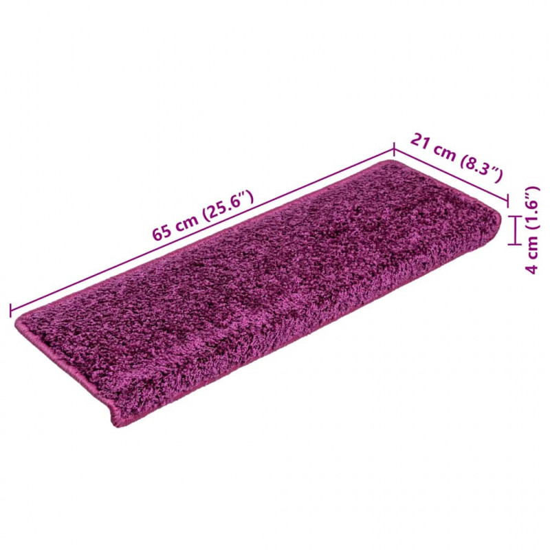 Maty na schody 10 szt. 65x21x4 cm Fioletowe prostokątne krawędzie