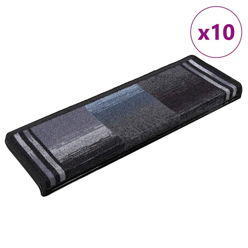 Samoprzylepne nakładki na schody 10 szt. 65x21x4cm czarno-szare