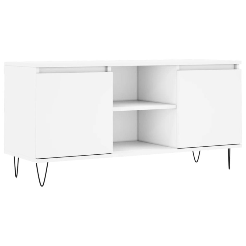 Szafka pod TV, biała, 104x35x50 cm, materiał drewnopochodny