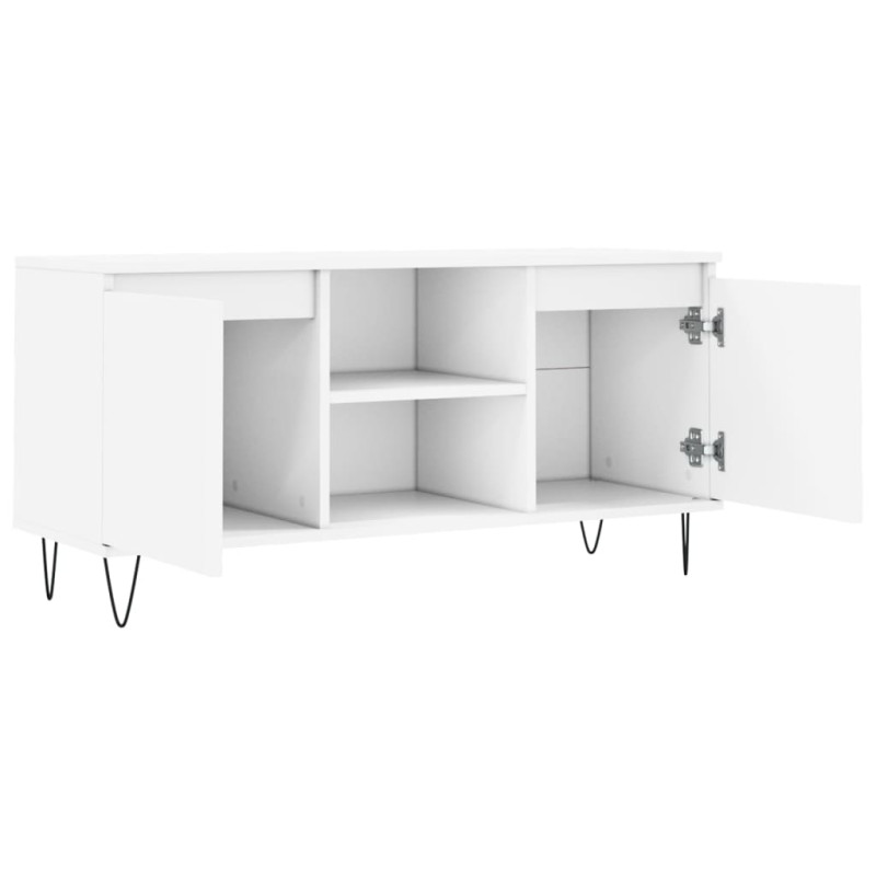 Szafka pod TV, biała, 104x35x50 cm, materiał drewnopochodny