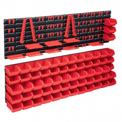 141-częściowy organizer na panelach ściennych, czerwono-czarny