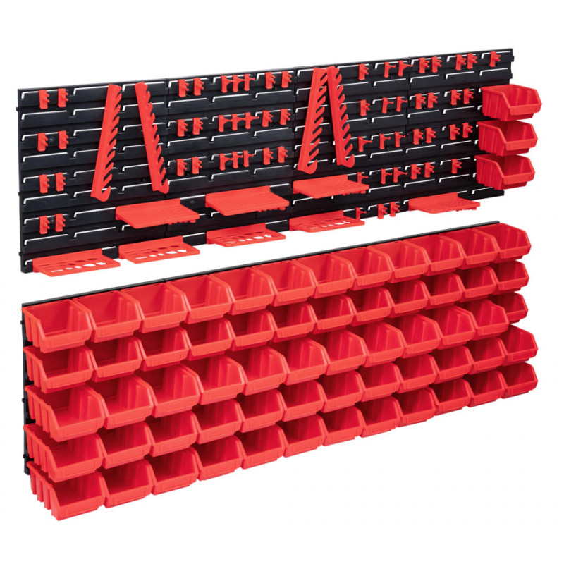 141-częściowy organizer na panelach ściennych, czerwono-czarny
