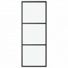 Drzwi przesuwne 3-panele, szkło ESG i aluminium, 76x205 cm, czarne