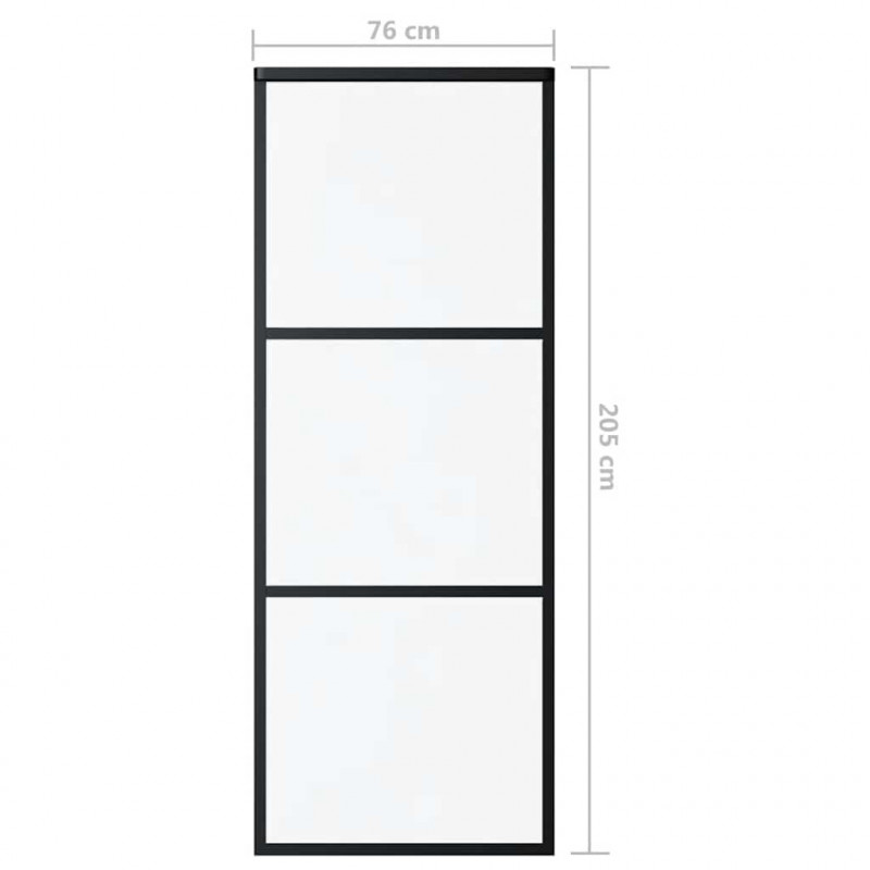 Drzwi przesuwne 3-panele, szkło ESG i aluminium, 76x205 cm, czarne