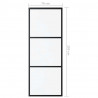 Drzwi przesuwne 3-panele, szkło ESG i aluminium, 76x205 cm, czarne
