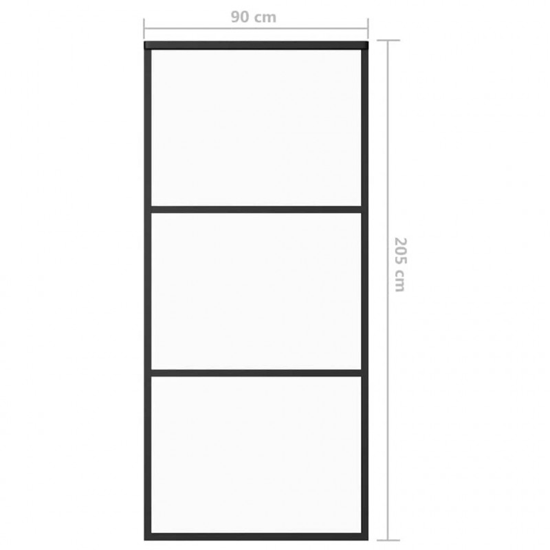 Drzwi przesuwne, szkło ESG i aluminium, 90x205 cm, czarne